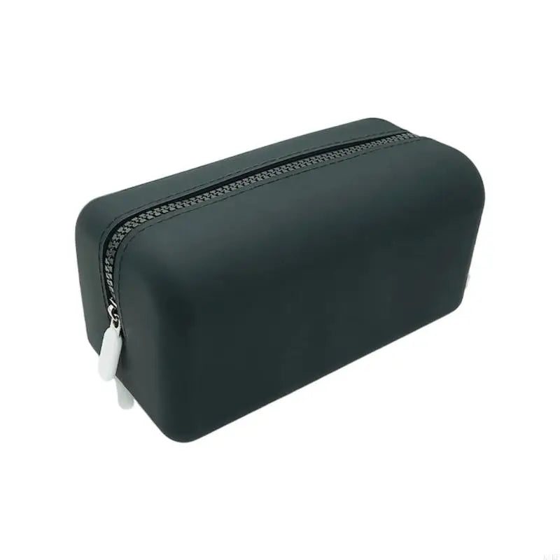 Multipurpose Zippers Pouches with Foldable Integrated Silicone Body for Makeup, Charging Cables, and Stationeries K1KF Quake Black CN