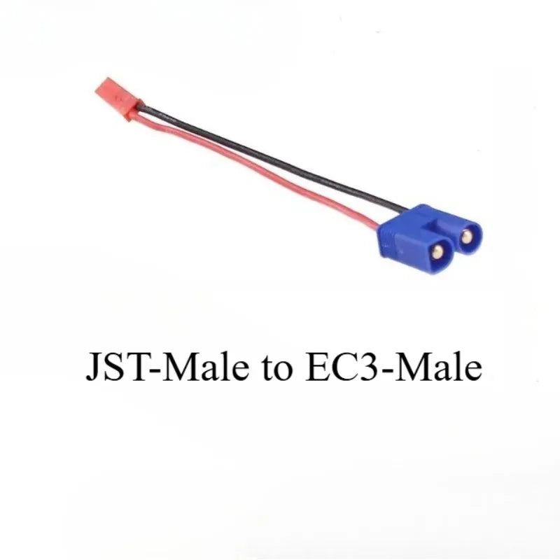 RC Battery Adapter Cable XT60 XT30 T-Plug to JST Male/Female Connector 20AWG Silicone Wire for FPV Drone Airplane Car Parts Quake JST-M to EC3-M 3PCS 60CM