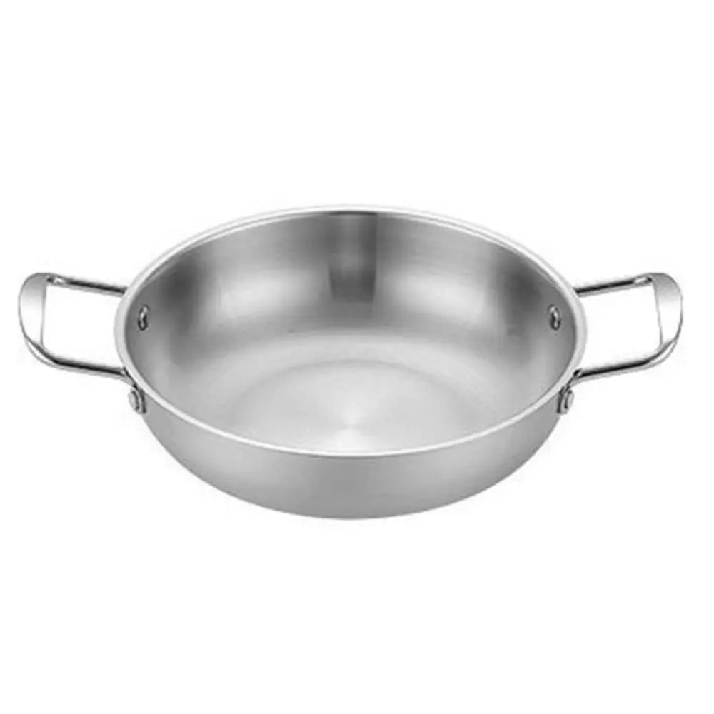 Stainless Steel Seafood Rice Pot Home Cooking Paella Pan Picnic Snack Plates Cookware Saucepan Dry Pots with Handle for Kitchen Quake Silver 26cm