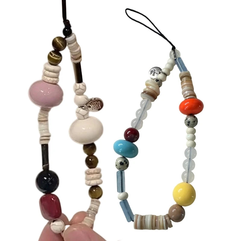 Elegant Turquoise Beaded Keychain Pendant Chain Strap Fashion Cellphone Rope Women Telephone Lanyard Jewelry K1KF Quake