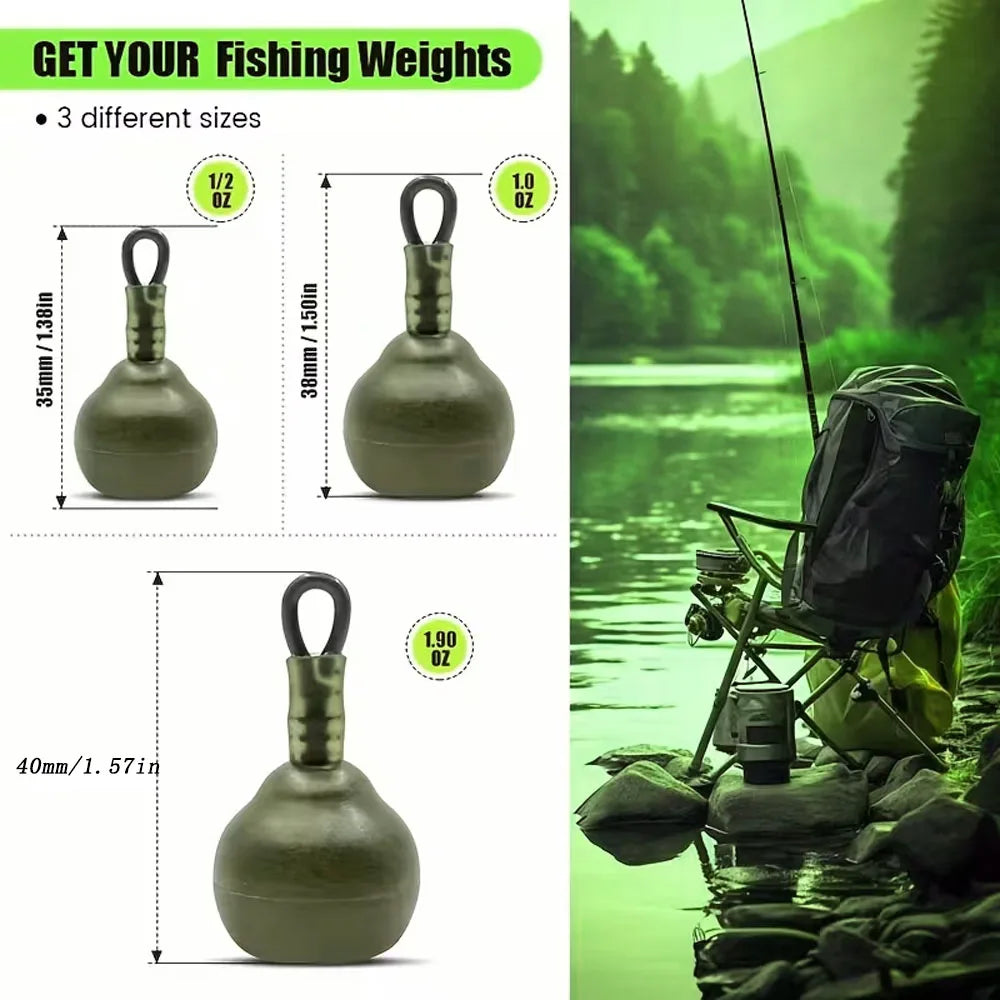 3Pcs Fishing Sinkers Weights Set, Fishing Accessories, Suitable for Carp Fishing, Multiple Sizes Available (14G/28G/52G) Quake