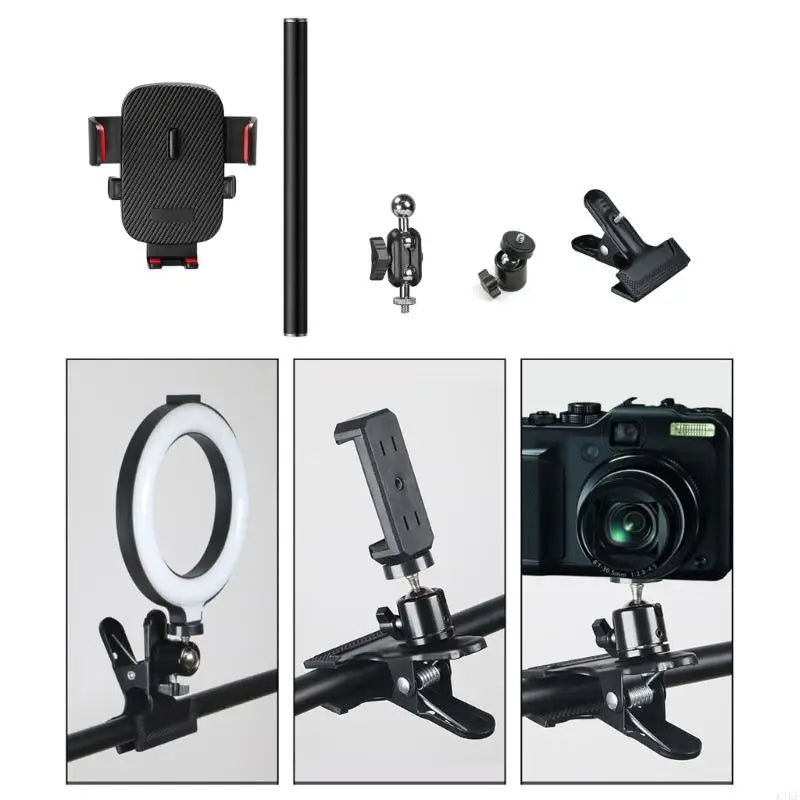 Adjustable Phone Mount Clamp Base 360 Rotatable Multiple Device Compatible 3 Length Optionnals For Live Streaming K1KF Quake