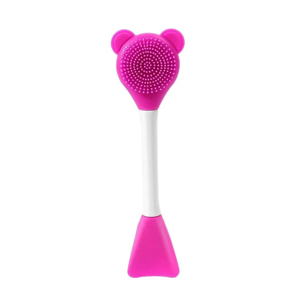 vvocci Double Head Facial Mask Silicone Applicator Spoon Spatula Stirring Stick Women Skin Face Cleansing Care Home Makeup Tools Quake M5 Rose red