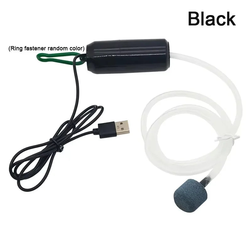 Portable USB Aquarium Air Pump, Silent Air Compressor, Portable Mini Oxygenator, Aquarium Accessories, 5V Quake Black