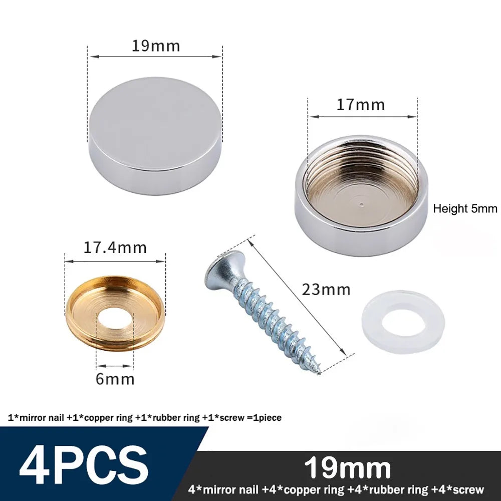 Home Improvement Copper Screws Decorative Cap Silver Multiple Sizes Decoration Screw Covers Mirror Fixing Nails Mirror Quake 19mm