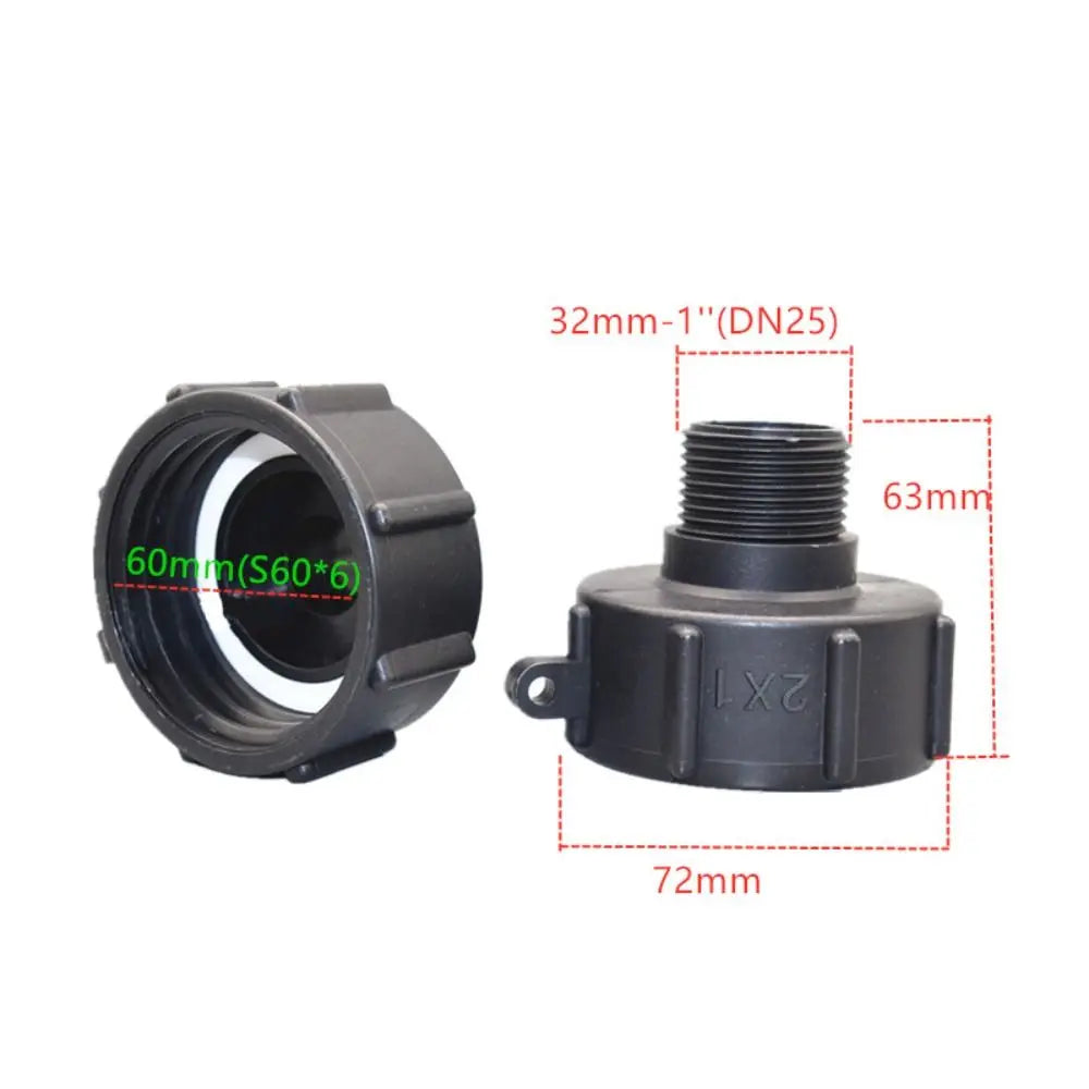 S60 IBC Ton Barrel Connector IBC Plastic IBC Tank Adapter Fine Thread Accessories Hose Connector Ton Barrel Quake 1 inches