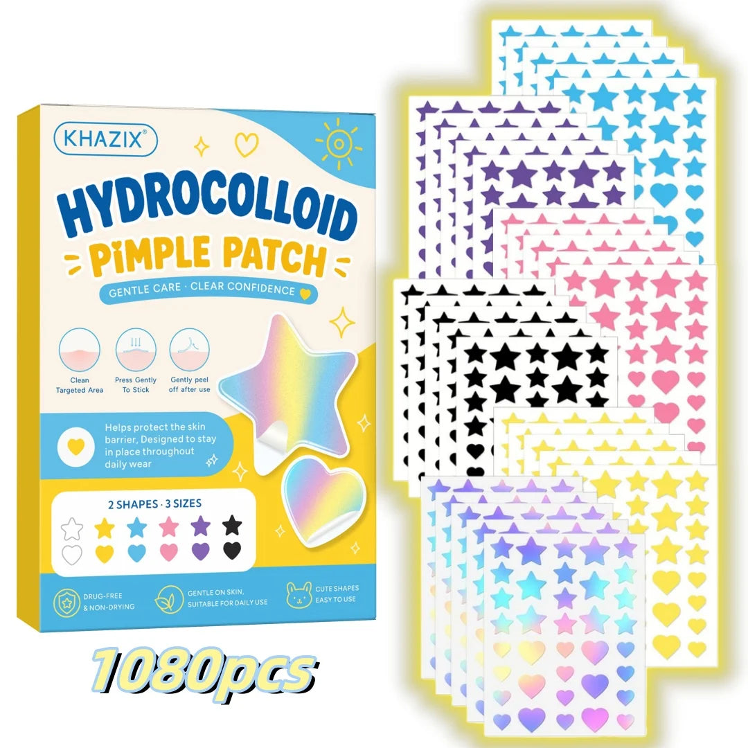 216/1080pcs Star Pimple Patches For Face Hydrocolloid, Absorbing Cover, Tea Tree, Hydrocolloid Acne Patch, Cute Star Pimple Quake 1080pcs