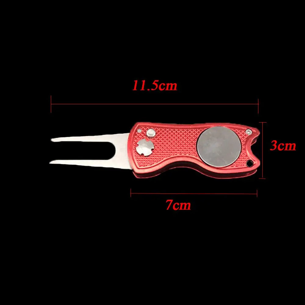 7Colors Solid Switchblade Stainless Steel Pitch Groove Cleaner Golf Pitchfork Putting Green Fork Divot Repair Tool Quake