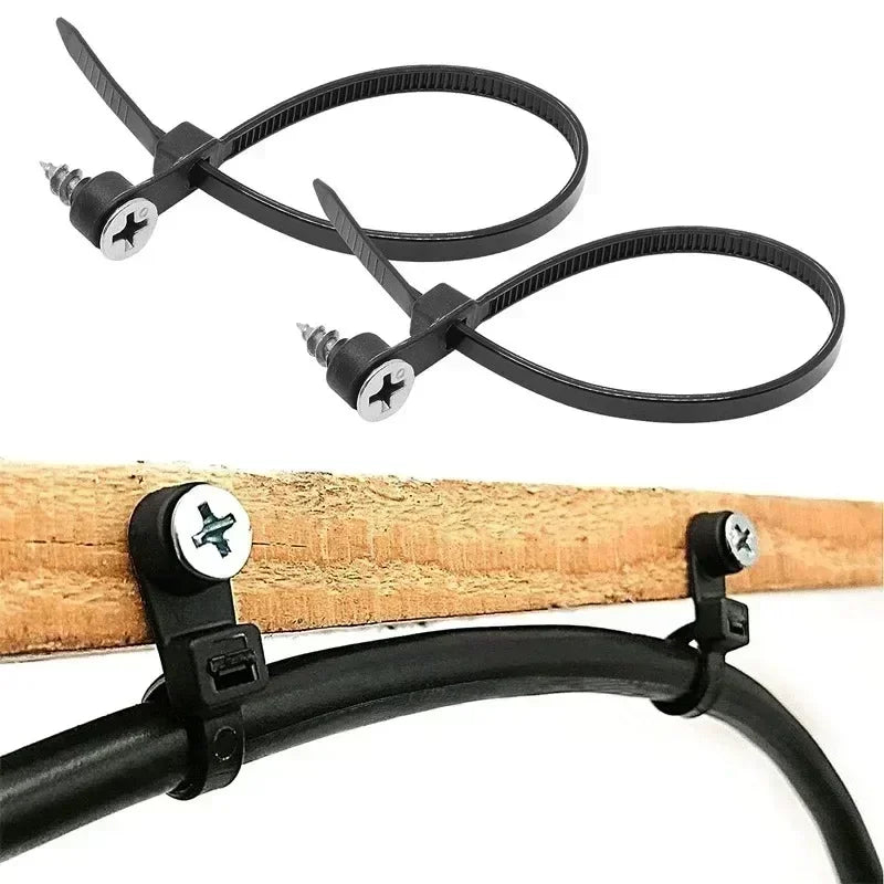 Creative Nylon Cable Ties with Screw Hole Mount Self Locking Loop Wrap Bundle Ties Strap DIY Office Cables Wire Fasten Organizer Quake