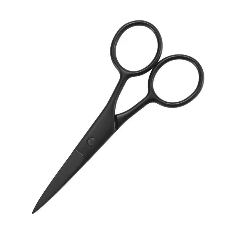 Stainless Steel Barber Cutting Scissors Professional Black Straight Handle Hair Clippers Beard Trimming Round Head Flat Scissors Quake