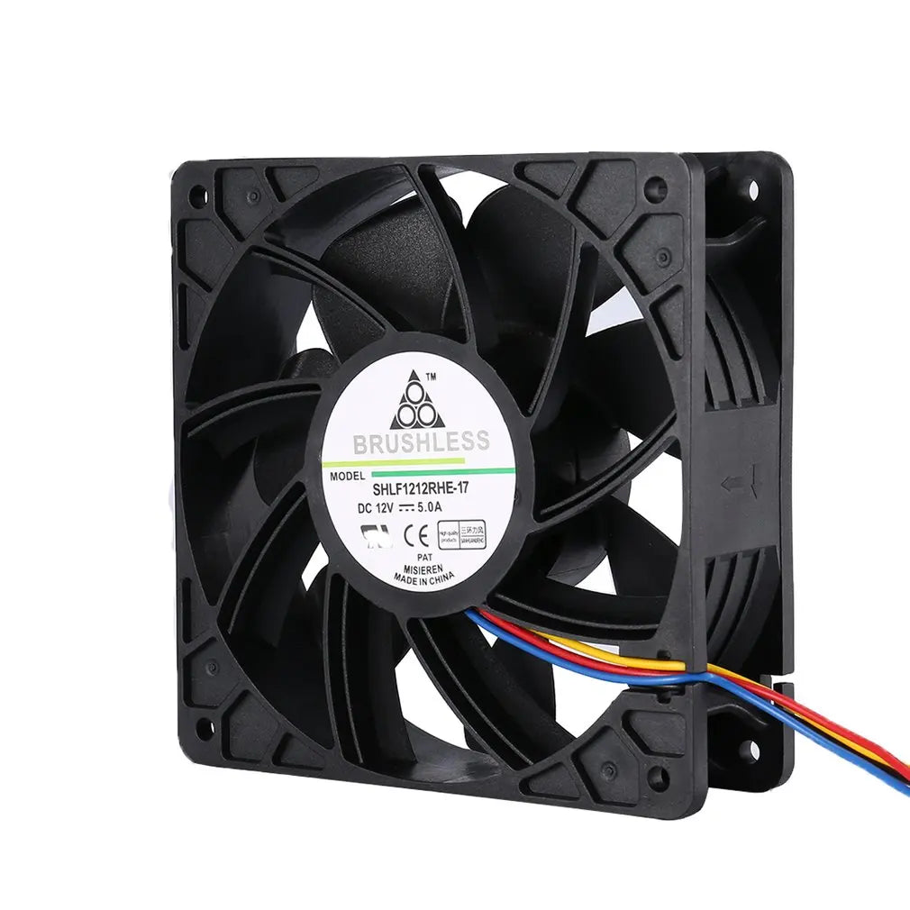 7500RPM DC12V 5.0A Cooling Fan For Antminer Bitmain S7 S9 4-Pin Connector Brushless Replacement Cooler Low Noise 120*120mm Quake Black black NO RGB|China Mainland