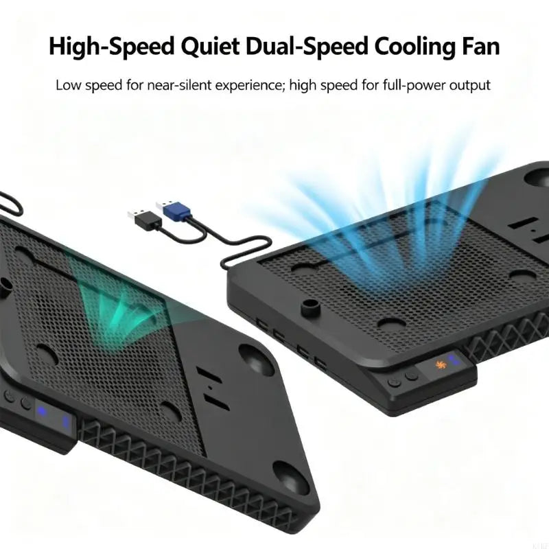 Multifunction Gaming System Cooling Charging Dock with USB Expansion, Controller Charging Slot, Headphone Holder & Soft K1KF Quake