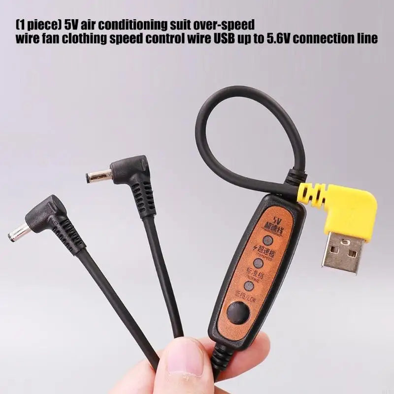 Wearable Cooling Connection Cable with On-Cable Fan Control, USB Replacement Wire and Flexible PVC Structure for K1KF Quake CN
