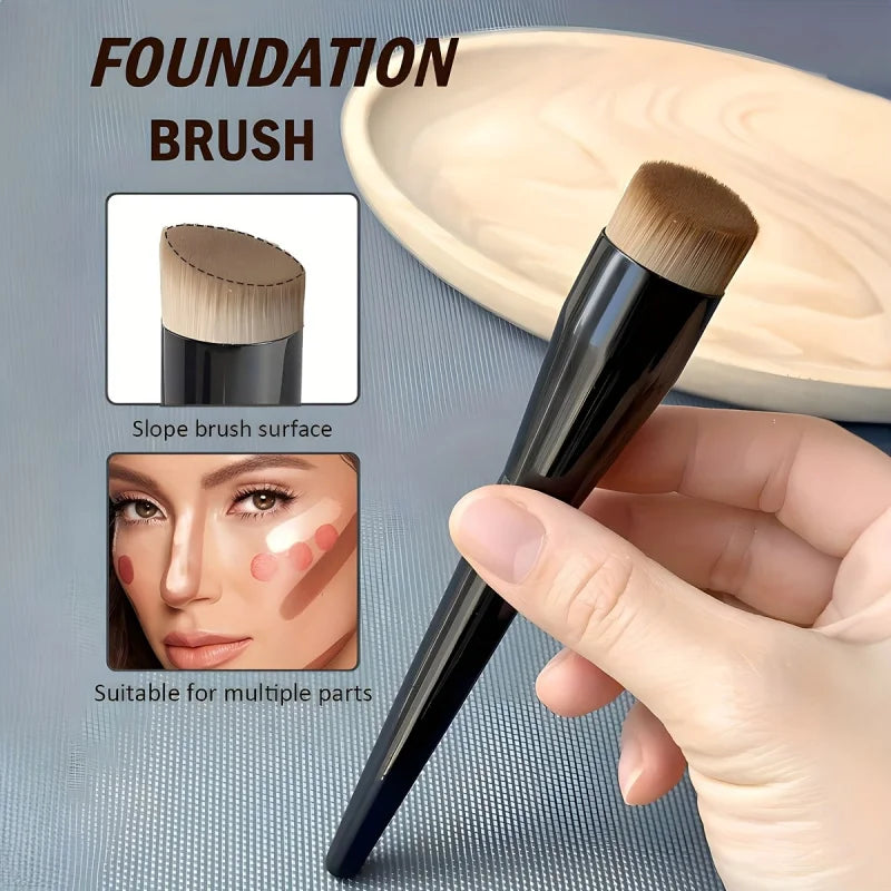 1 Basic Foundation Make-Up Brush Flat Top Brush, Contour Brush, Bevel Powder Blusher Brush, Professional Makeup Brush Quake