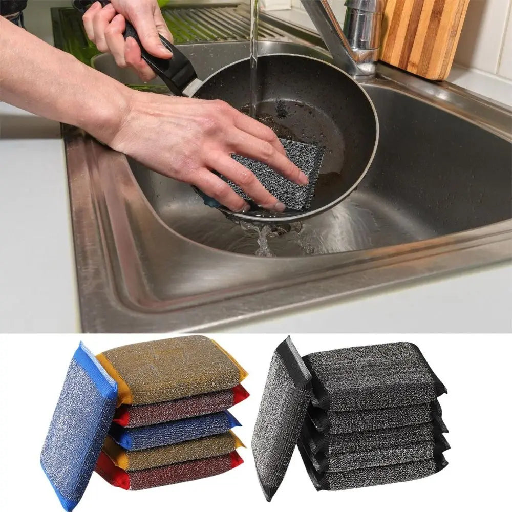 Sponge Washing Pads Stainless steel wire Reusable Dishes Scrub Sponges Decontamination Non-Scratch Dishwashing Sponge Quake