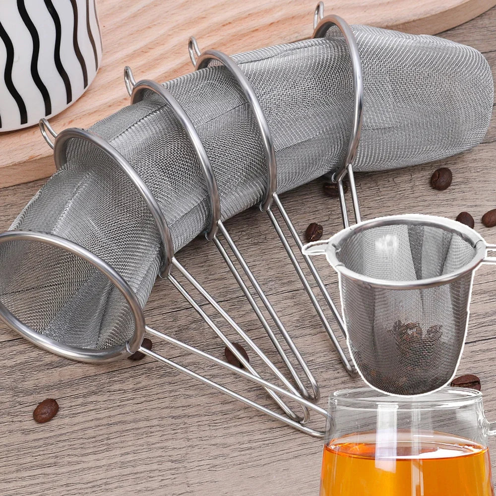Stainless Steel Tea Infuser Reusable Tea Leak Filter Teapot Strainer Single Ear Shape Coffee Herb Spice Diffuser With Handle Quake