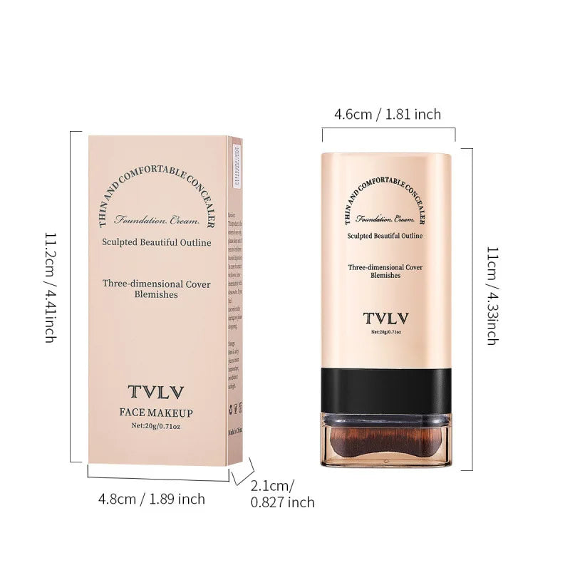 TVLV 20g Eraser Stick Foundation Concealer with Brush Brightening Long-Wear Waterproof for Women Girls Party Stage Makeup Quake