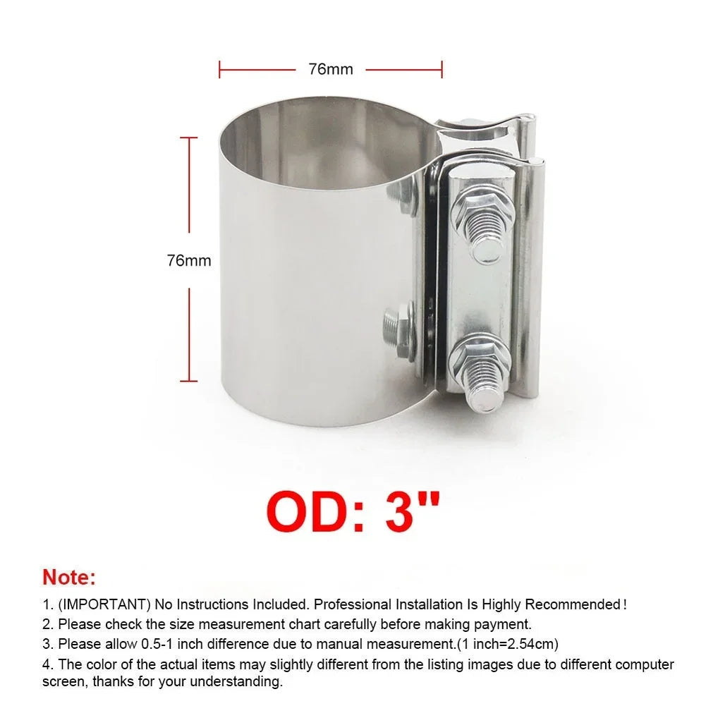 Stainless Steel Exhaust Clamp 2 2.25 2.5 3 4 Inch Muffler Tail Pipe Coupler Band For Car Truck SUV Auto Repair Tool Quake