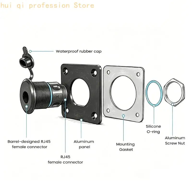 Waterproof RJ45 Female Socket Panel Mount High Performances Metal RJ45 CAT6 Wall Plate Connector for Satellite Gen3 H8WE Quake