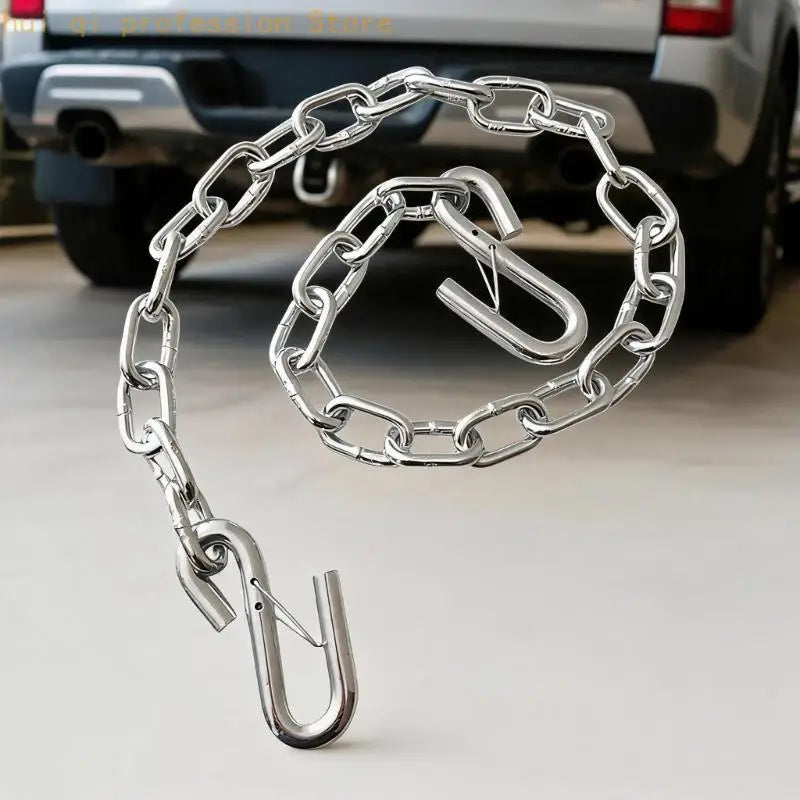 Vehicle Transport Tow Chain 1 Meter Coated Metal Safety Chain with Hook for Trailer Towing, Backup Connection and Storage Quake