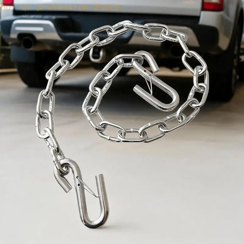 Vehicle Transport Tow Chain 1 Meter Coated Metal Safety Chain with Hook for Trailer Towing, Backup Connection and Storage Quake