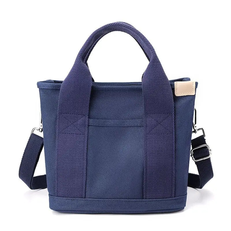 Women Versatile Canvas Tote Bag Large Capacity Single Shoulder Handbag Eco Friendly Reusable Casual Daily Shopping Pouch Quake blue