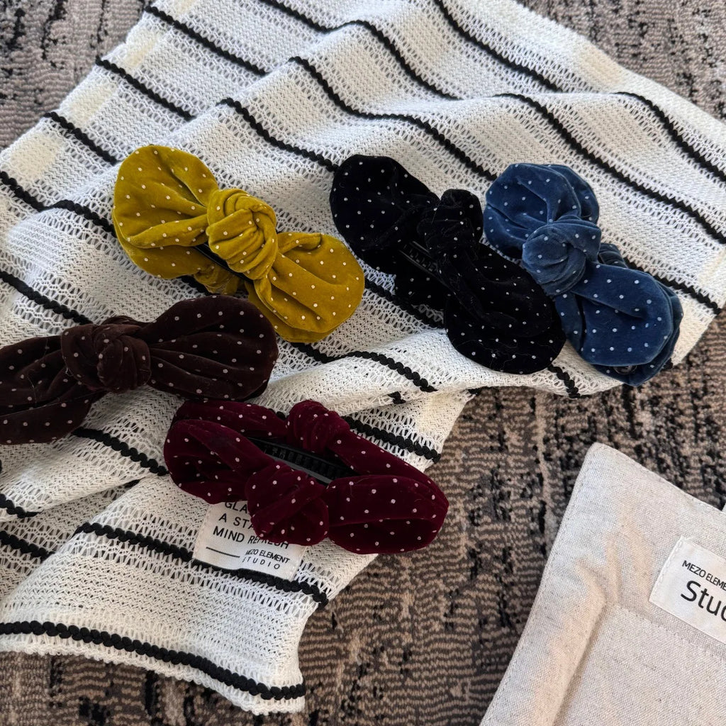 Velvet Polka Dot Bow Hair Clip Elegant Temperament Starry Sky Hair Clip Autumn and Winter Banana Clip Hair Styling Accessories Quake