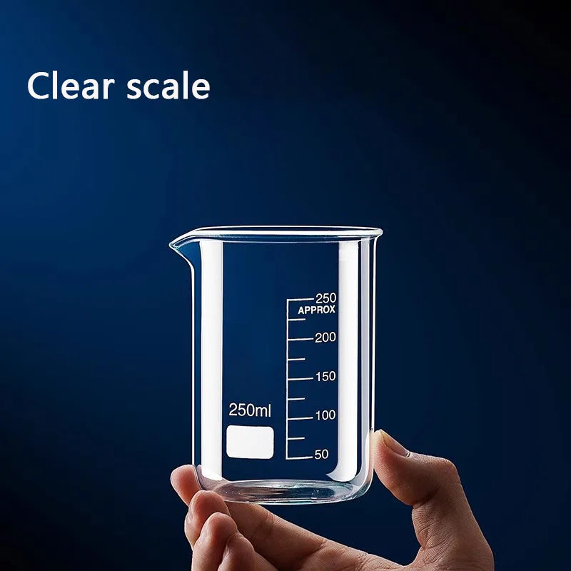 YWDL 50-1000ml High Borosilicate Glass Measuring Cup Heat-resistant Laboratory Beaker With/No Handle Scales Mug Measuring Tools Quake