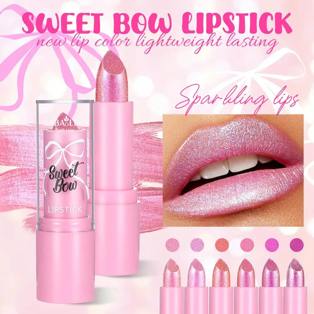 Metallic Pink Glitter Lipstick Long Lasting High Shine Diamond Nude Shimmer High Impact Full Coverage Sexy Lip Makeup for Women Quake