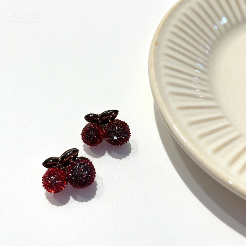 2pcs Rhinestone Cherry Small Hair Claws Crabs Hairpins Crystal Ponytail Clips Barrettes Girls Hair Styling Accessories Ornaments Quake red