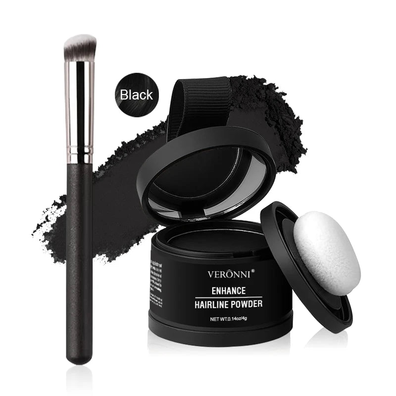 VERONNI Hairline Line Shadow Contouring Powder-Hair Repairing and Shadow Filling Powder Forehead Hairline Replacement Makeup Quake 03-Black