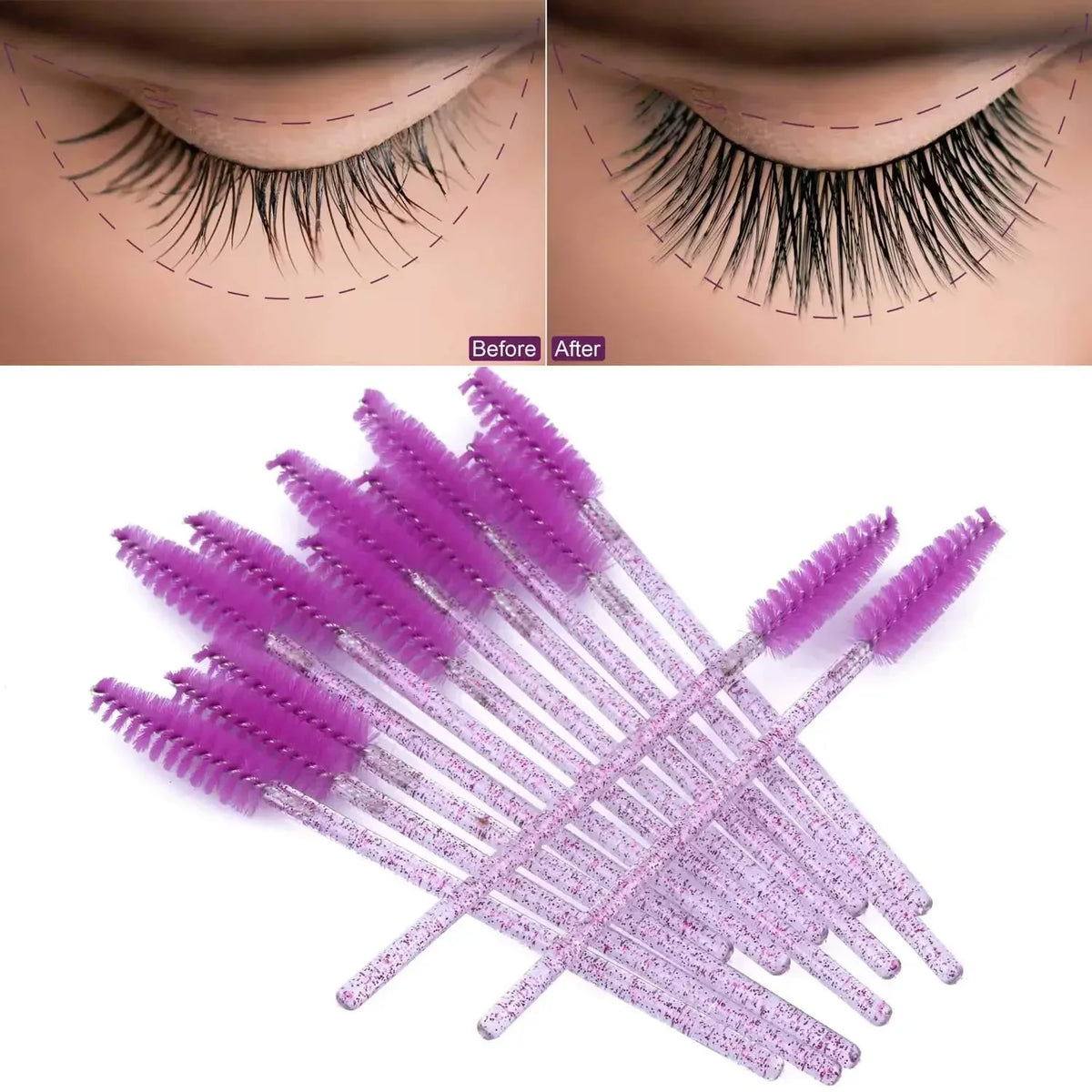 100/500/1000pcs Wholesale Eye Beauty Tools Disposable Mascara Wands Eyelash Brush Lash Extension Colorful Spoolies for Eyebrow Quake