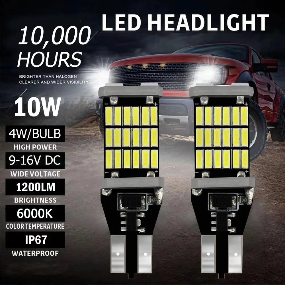 9V-16V DC12V car Error Free 921 912 T10 T15 W16W Led Reverse Light, 24Smd 3030 Led Bulb 1500 Lumens Extremly Bright Quake