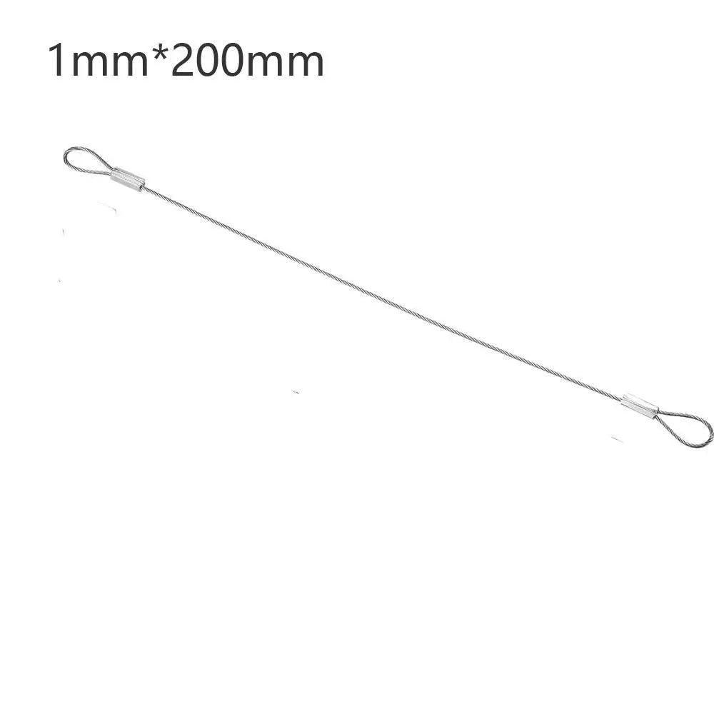 Convenient 20cmx2mm Safety Security Cable Wire Stainless Steel Sliver Stage Lights Rope Double Loop Daily Quake 1PC-1mm