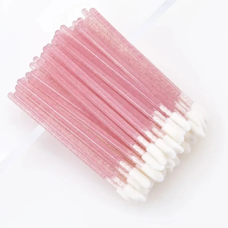50Pcs/Lot Disposable Crystal Handle Eye Shadow Lip Brush Eyelash Extension Applicator Cleaning Brushes Cosmetic Tool Quake