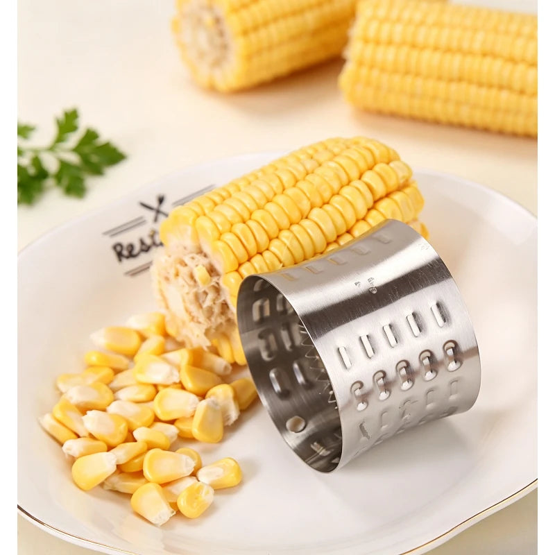 Stainless Steel Corn Stripper Tool Corn Thresher Remover Quick Corn Kernel Peeler Creative Manual Gadget for Corn Shelling Quake
