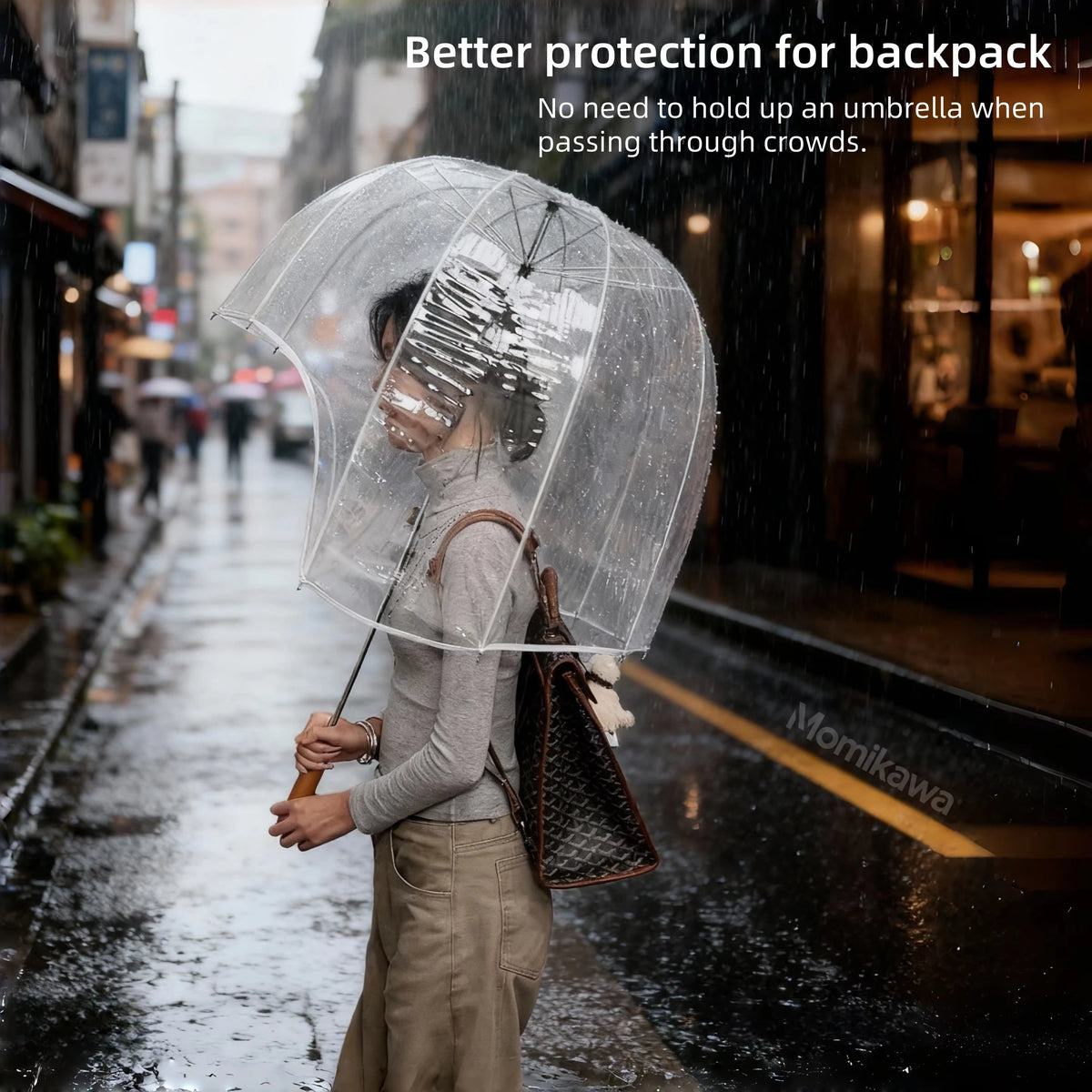 Long-Handled Helmet Umbrella Windproof Waterproof Transparent Fun Cap for Outdoor Weather Quake