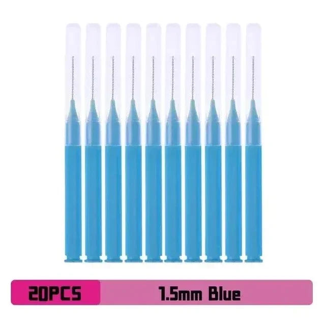 vvocci 20pcs Interdental Brush Box - Orthodontic Gap Cleaner for Braces, Straight Teeth & Periodontal Care with Storage Case Quake M356 Blue 20pcs