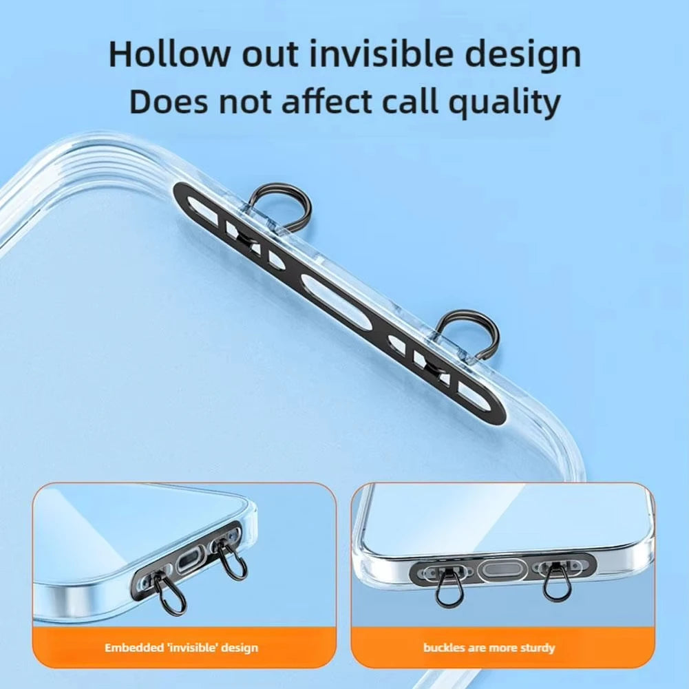 Ultra Thin Metal Mobile Phone Lanyard Patch Stainless Steel Card Anti Lost Hanging Rope Tab Double Buckle Replacement Gasket Quake