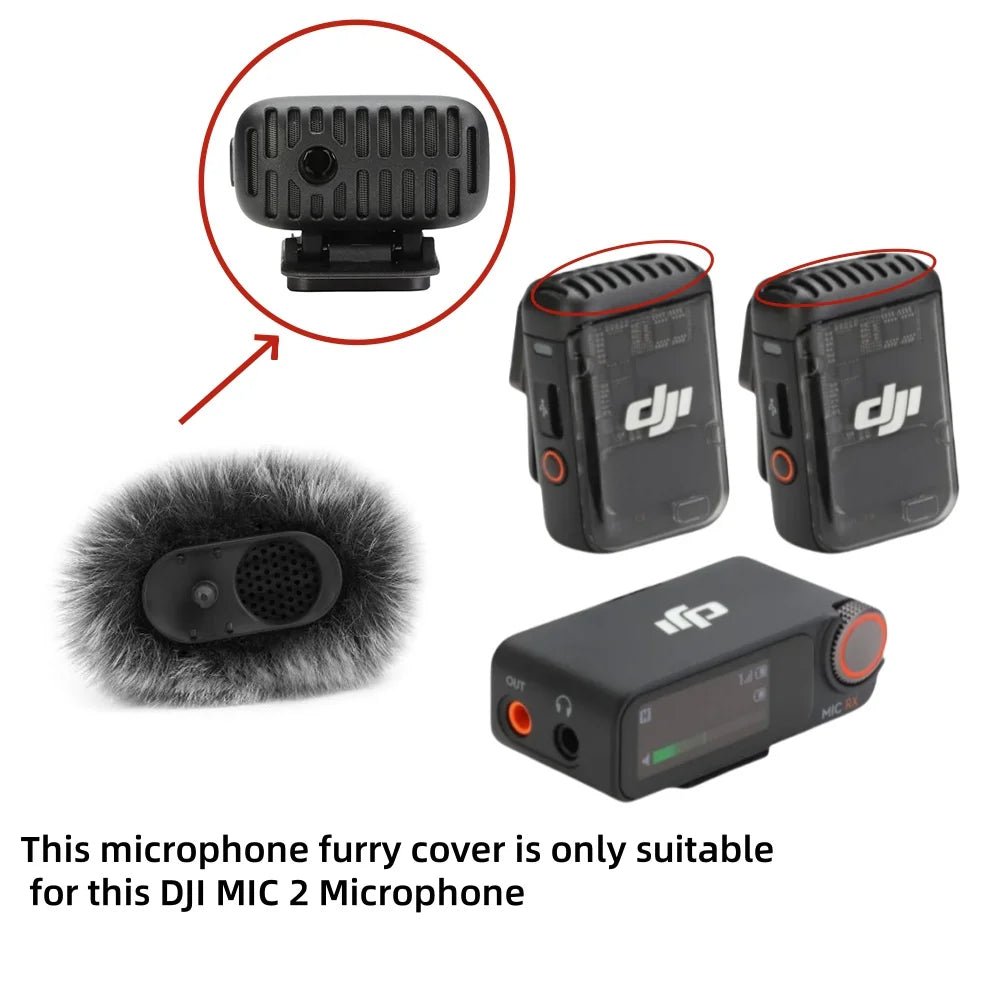 Furry Microphone Windscreen For DJI MIC 2 Lavalier Microphone Furry Windshield Noise Reduction Microphone Muff Wind Cover Quake