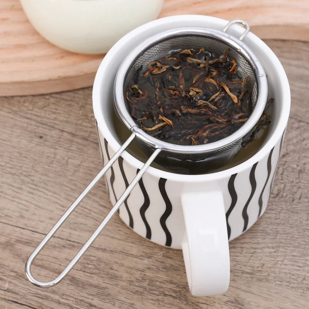 Stainless Steel Tea Infuser Reusable Tea Leak Filter Teapot Strainer Single Ear Shape Coffee Herb Spice Diffuser With Handle Quake