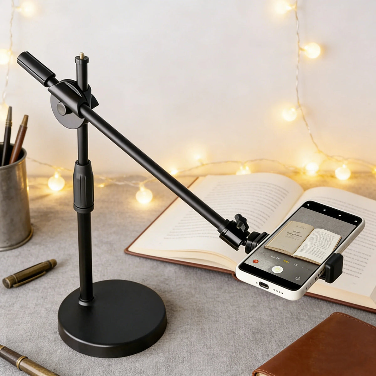 Overhead Tripod Table Tabletop Shooting Stand Tripods with Mobile Phone Holder Boom Arm for Smartphones Photography,Vlogging Quake