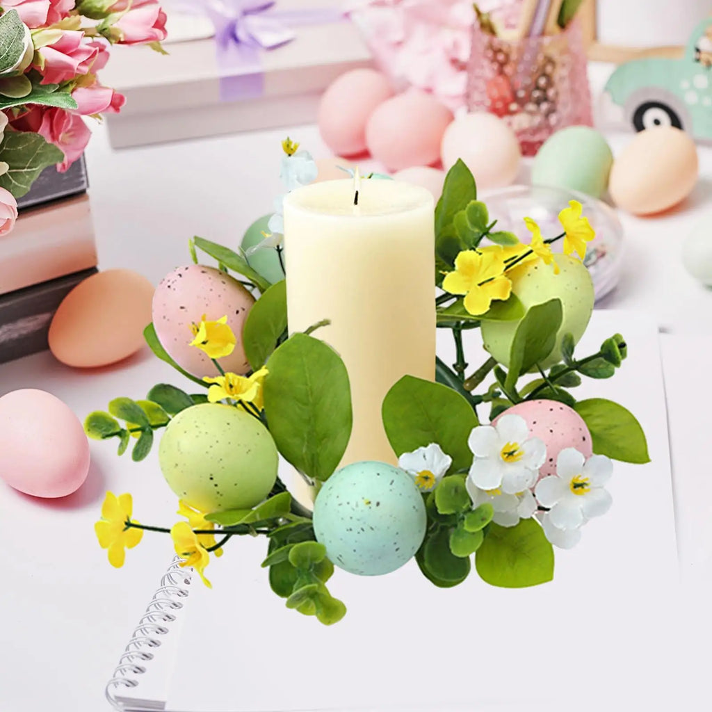 Small Christmas Candle Wreath Home Furnishing Xmas Gift Creative Artificial Centerpiece for Indoor Wedding Party Farmhouse Decor Quake