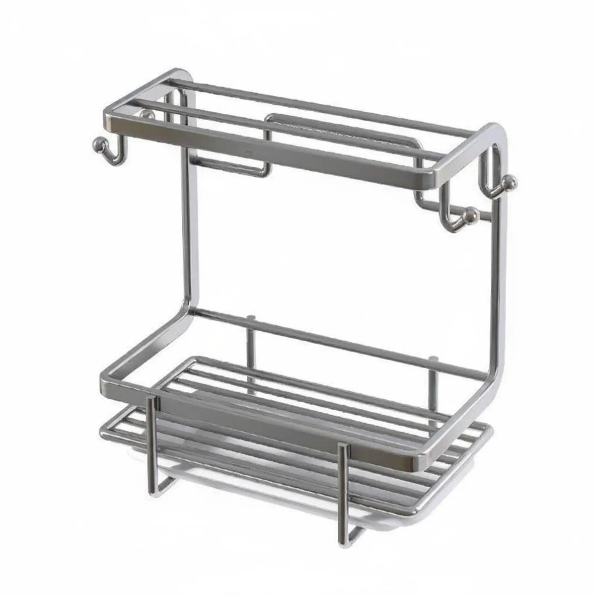 Kitchen Shelf Organizer with Hooks and Bottom Sponge Area Dishwashing Sink Drainer Rack for Kitchen Cleanup Storage Quake