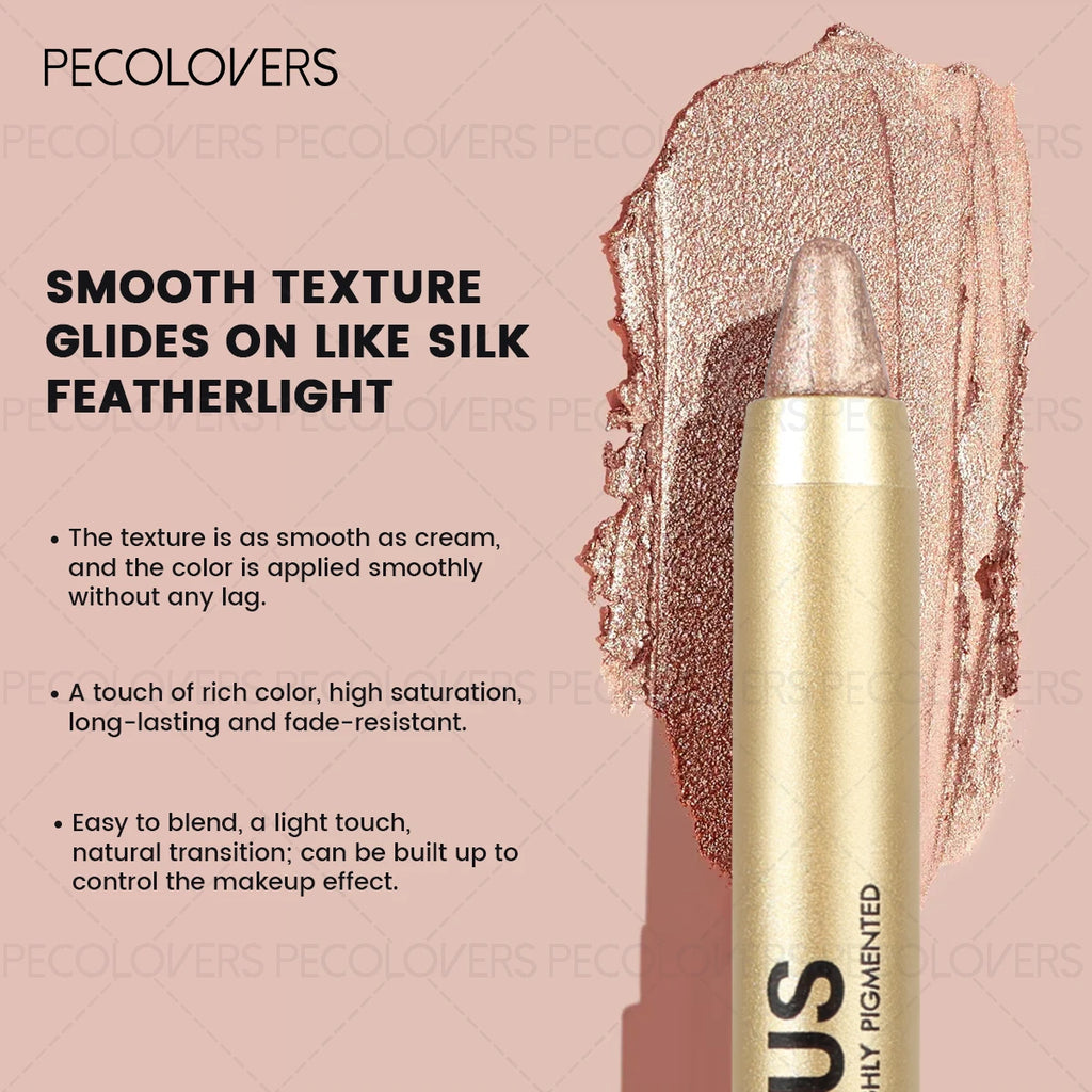 1 Pc Shimmer Eyeshadow Stick, Dual-ended Eyeshadow Pen, with Brush, Eye-catching Eye Makeup High Color Rendering, Concert Makeup Quake
