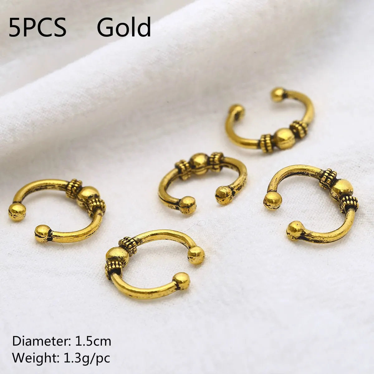 5 Pcs/set Hair Braid Dreadlocks Bead Gold Silver Shell Stars Moon Hair Rings African Braids Metal Pendant Decorative Accessories Quake NO.26 5pcs