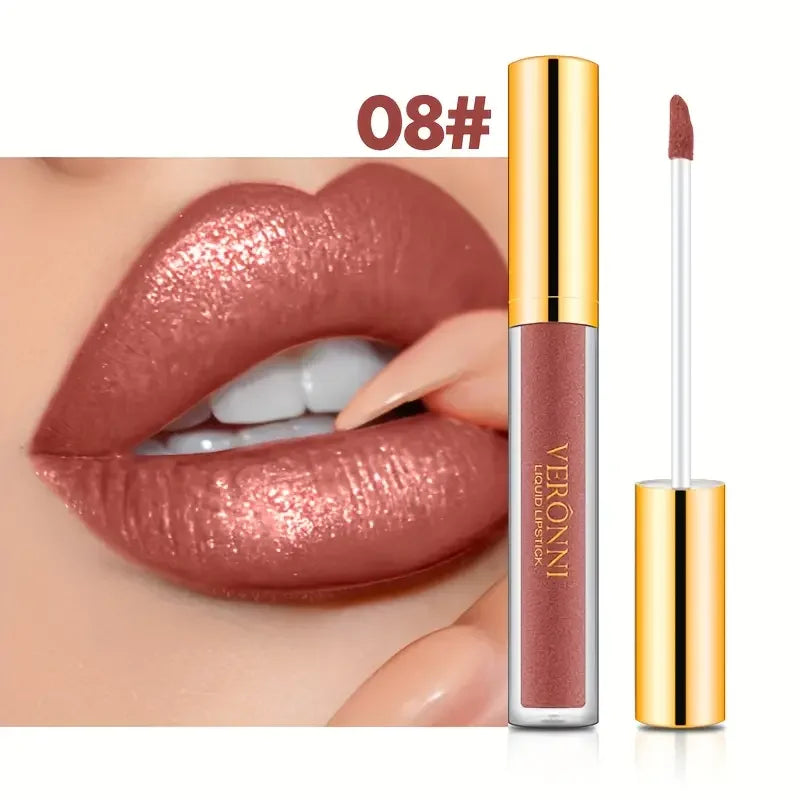 10 Colour Diamond Shimmer Lip Gloss Set,Glitter Shimmer Makeup Long Lasting lipsticks Makeup, Smudge Proof Lip Glaze Valentine's Quake 08