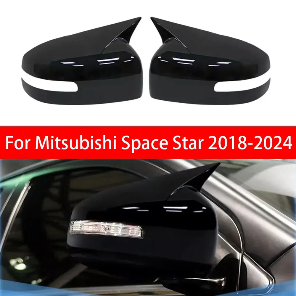 For Mitsubishi Space Star 2018-2024 Car Sticker Rearview Side Mirror Cover Wing Cap Exterior Door Rear View Case Trim Carbon Quake
