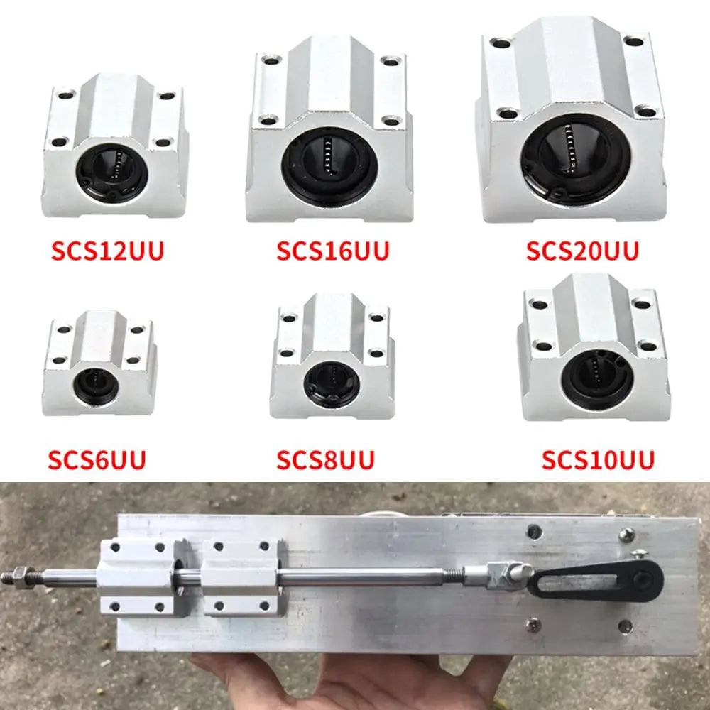 SCS8UU SCS10UU SCS12UU Linear Ball Bearing CNC Router Aluminium Slide Bushing Block SCS16UU SCS20UU Lightweight Guild Rail Shaft Quake