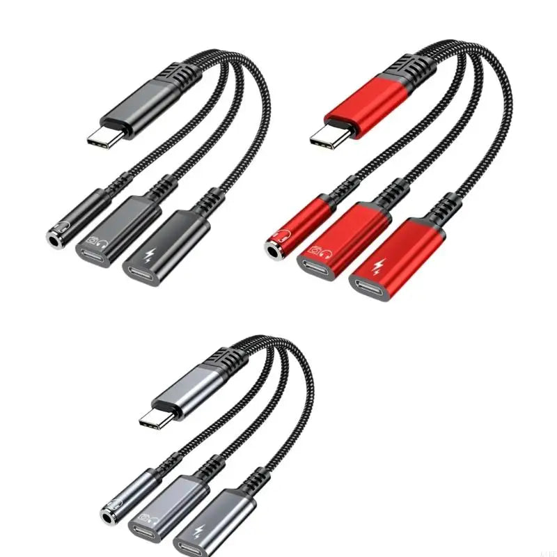 MultiFunction USB C to 3.5mm Headphone &Charging Adapter Cable Supports 3.5mm Headphone OTG Data Transfer PD60W Charging K1KF Quake
